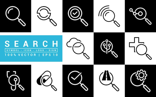 Colección de iconos de búsqueda dirección de mapa investigador de negocios editable y redimensionable EPS 10
