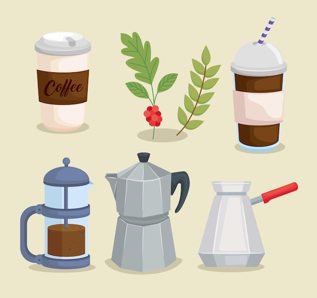 Colección de iconos de café