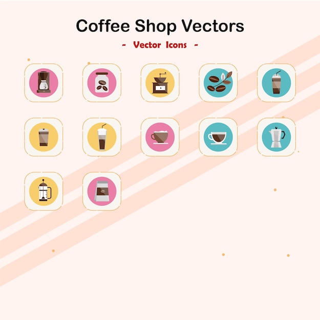 Colección de iconos de las cafeterías