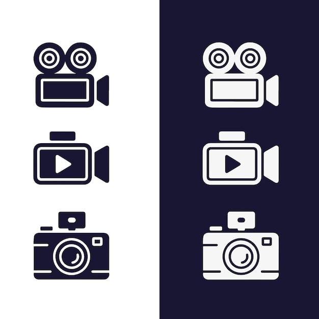 Colección de íconos de cámaras de video y fotos