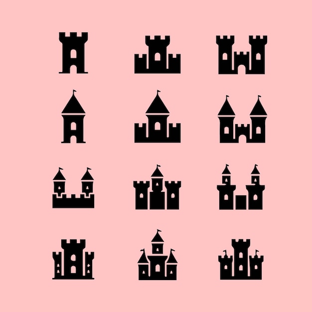 Colección de íconos del Castillo Negro para el diseño
