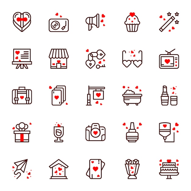Colección de iconos de celebración de bodas Conjunto de iconos de interfaz de usuario