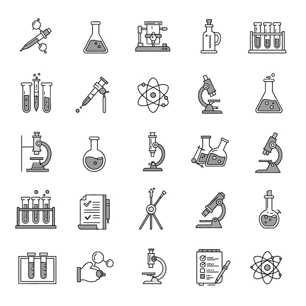 Colección de iconos de ciencia y laboratorio