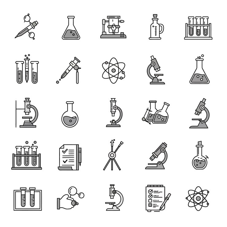 Colección de iconos de ciencia y laboratorio