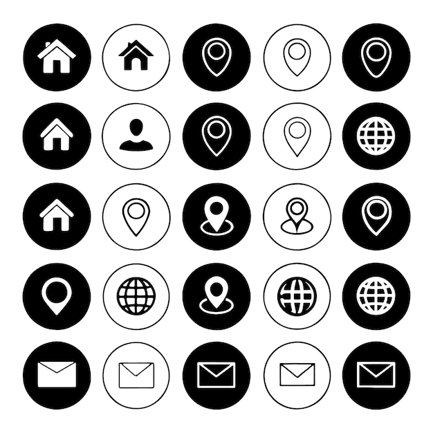 Colección de iconos circulares para el diseño de aplicaciones web y móviles