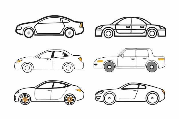 Colección de iconos de coches en fondo blanco