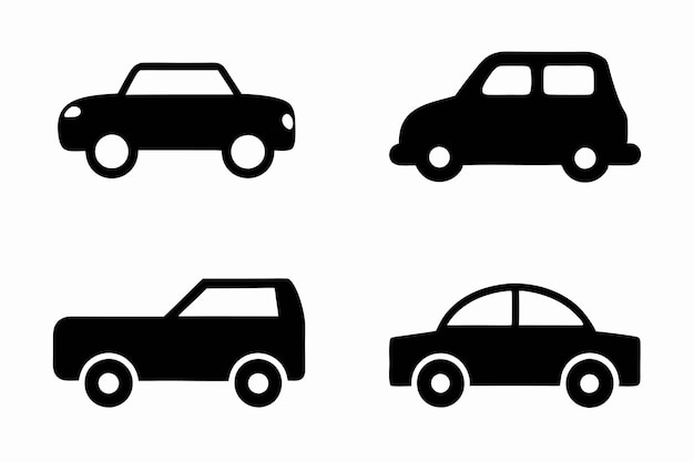 Colección de iconos de coches en fondo blanco