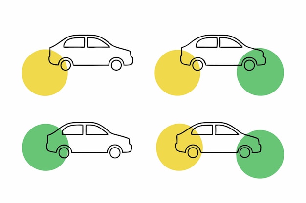 Colección de iconos de coches en fondo blanco