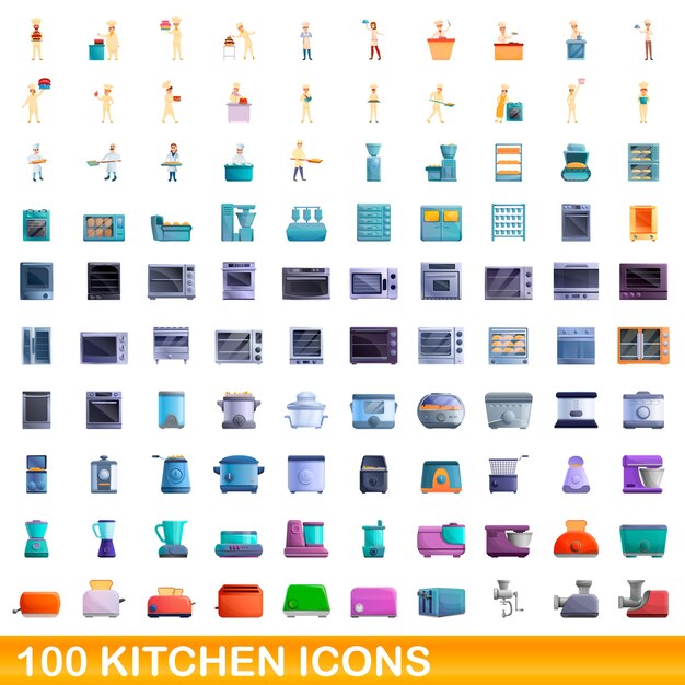 colección de iconos de cocina aislado en blanco