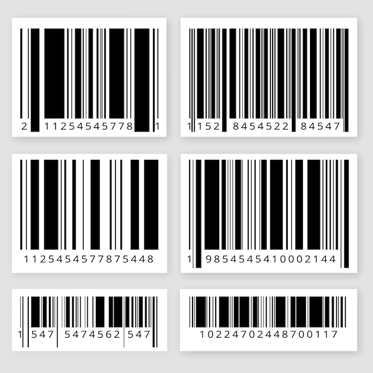 Vector colección de iconos de códigos de barras realistas aislados en pegatinas de barras de línea de fondo blanco para web y aplicación