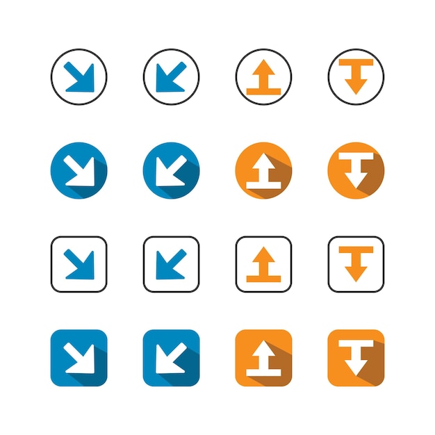 Colección de íconos de color plano con sombras Iconos de línea delgada de ilustración vectorial plana