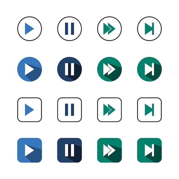 Colección de íconos de color plano con sombras Iconos de línea delgada de ilustración vectorial plana