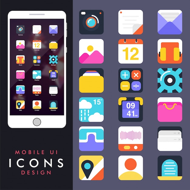 Colección de iconos coloridos para móviles