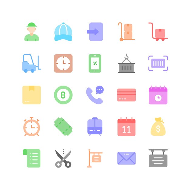 Colección de iconos de comercio electrónico y compras en estilo de moda