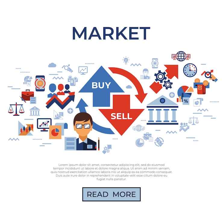 Vector colección de iconos de comercio y mercados financieros