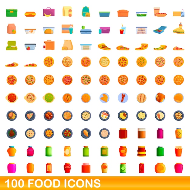 colección de iconos de comida aislado en blanco