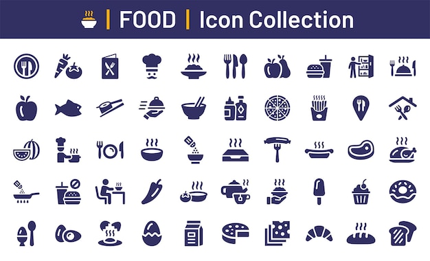 Colección de iconos de comida.