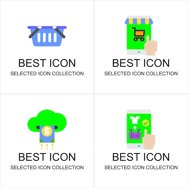 Una colección de iconos de compras, se puede utilizar para impresión y digital