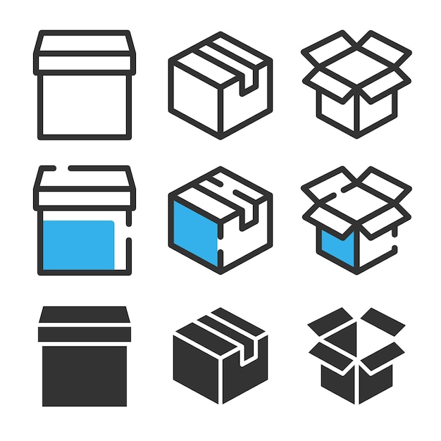 colección de iconos de compras con tres estilos