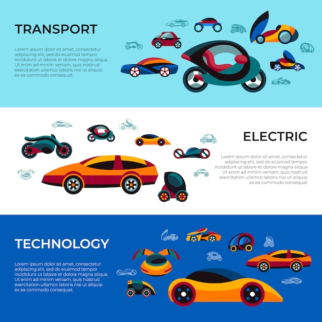 Colección de iconos de concepto de coche futuro