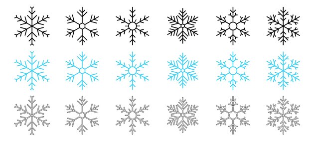 Colección de iconos de copo de nieve aislado sobre fondo blanco Iconos de copos de nieve Vector de copo de nieve