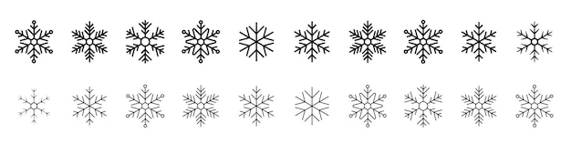 Colección de iconos de copo de nieve aislado sobre fondo blanco Iconos de copos de nieve Vector de copo de nieve
