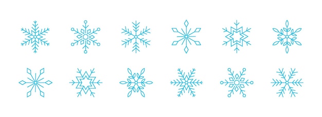 Colección de iconos de copos de nieve para la decoración de las vacaciones de invierno Conjunto de íconos de copo de nieve