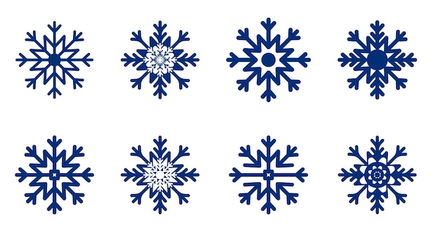 Colección de iconos de copos de nieve Elemento decorativo navideño Ilustración vectorial plana
