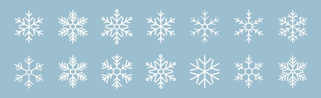 Colección de íconos de copos de nieve Vector de copo de nieve Feliz año nuevo X Navidad Navidad Iconos de cubierta de nieve Ornamento de año nuevo