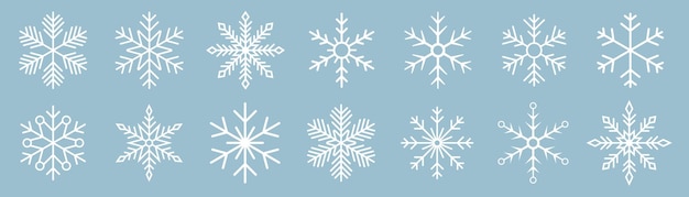 Colección de íconos de copos de nieve Vector de copo de nieve Feliz año nuevo X Navidad Navidad Iconos de cubierta de nieve Ornamento de año nuevo