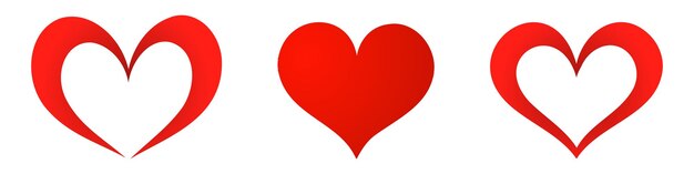 Colección de iconos de corazón símbolos de amor en fondo blanco