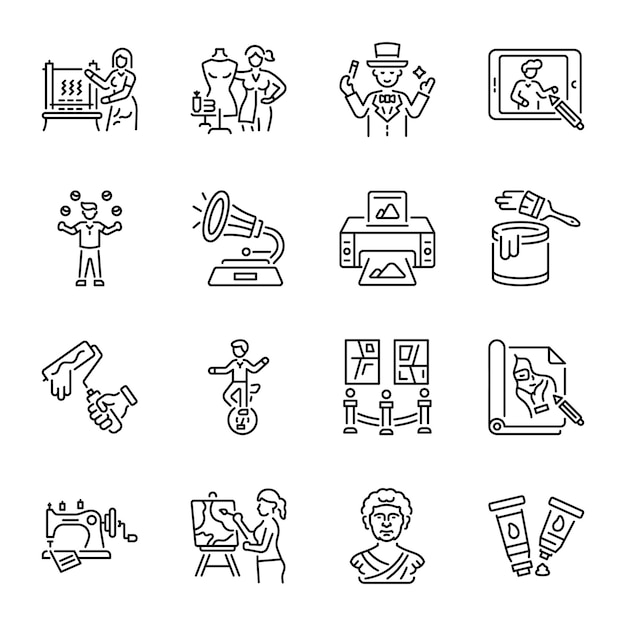 Colección de íconos creativos de estilo lineal