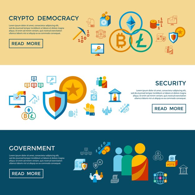 Colección de iconos de cripto democracia y seguridad