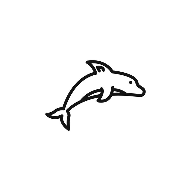 Colección de iconos de delfines en negro y sobre fondo blanco