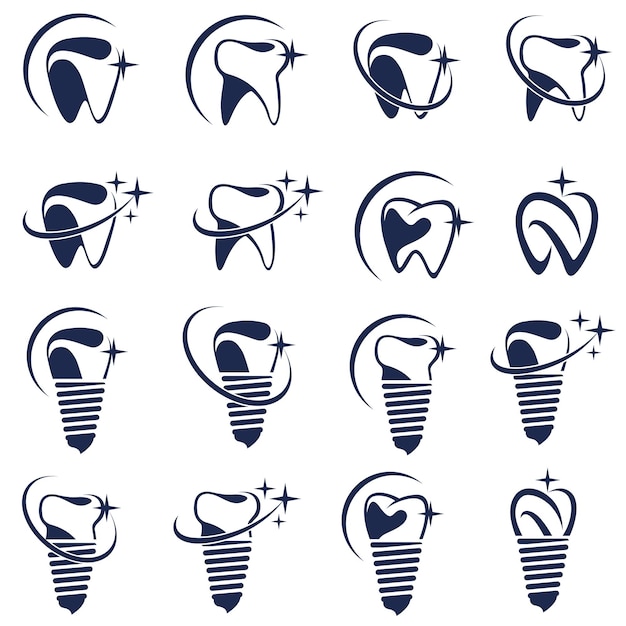 colección de iconos dentales abstractos para clínica dental