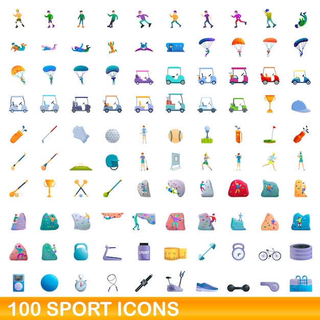 Colección de iconos de deporte aislado en blanco