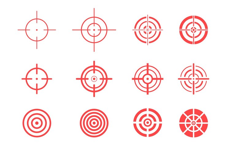 Vector colección de iconos de destino sobre fondo blanco conjunto de signos de objetivo ilustración vectorial