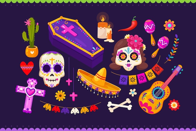 Colección de iconos dia de los muertos