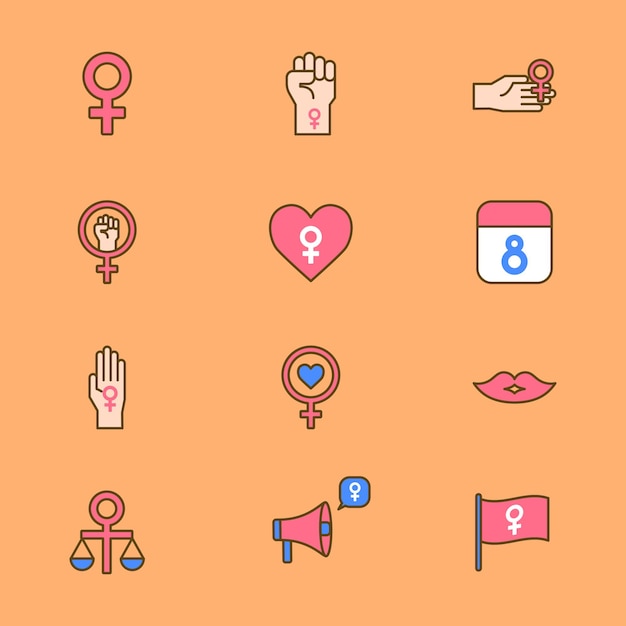 Colección de iconos del Día de la Mujer