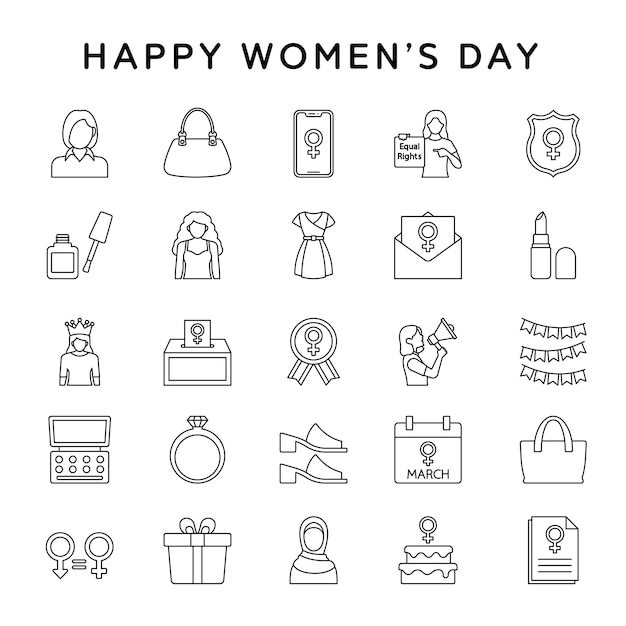 Vector una colección de iconos para el día de la mujer.