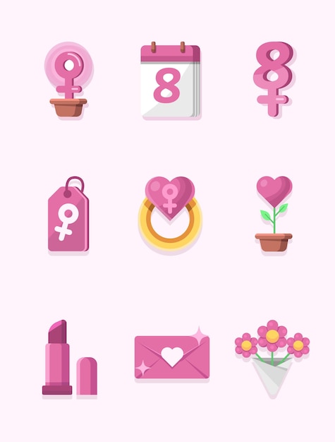 Colección de iconos del día de la mujer