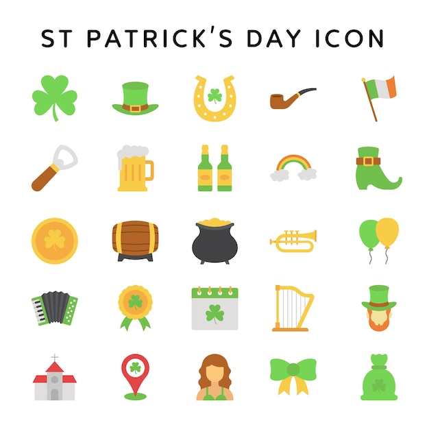 Una colección de iconos para el día de San Patricio.