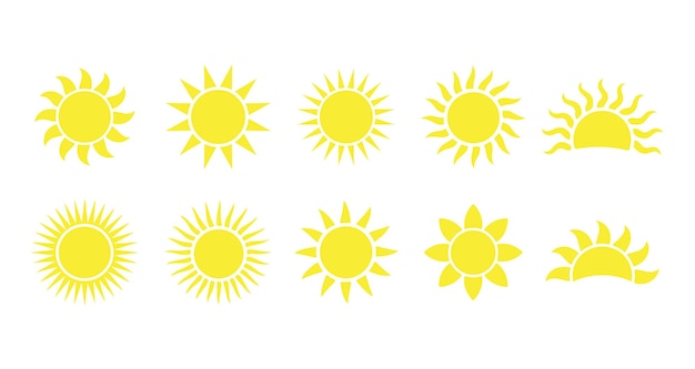 Colección de iconos de diseño vectorial de la puesta de sol