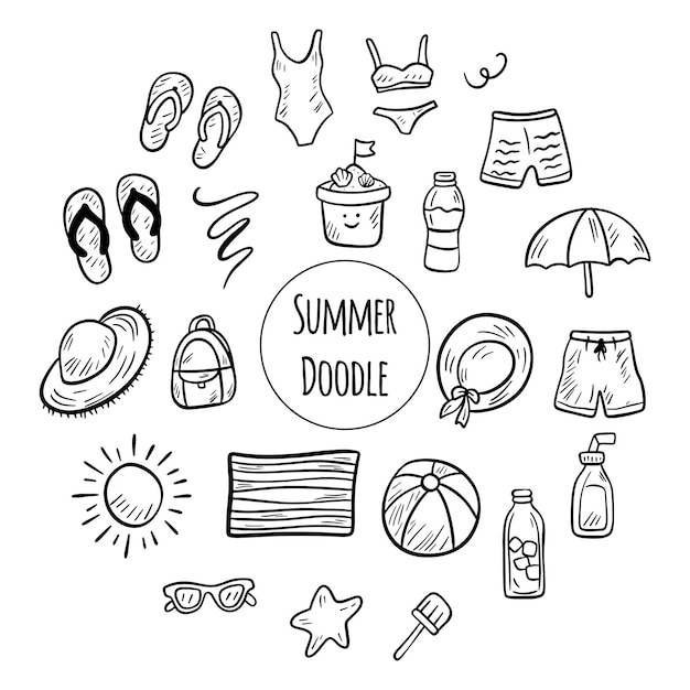 Una colección de iconos divertidos, veraniegos, emocionantes y vibrantes para tus diseños y proyectos creativos