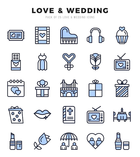 Colección de iconos de dos colores 25 conjunto de iconos Ilustración vectorial