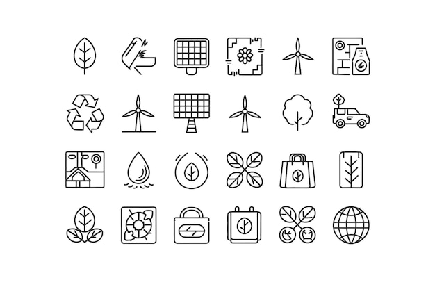 Colección de íconos de la ecología y la sostenibilidad