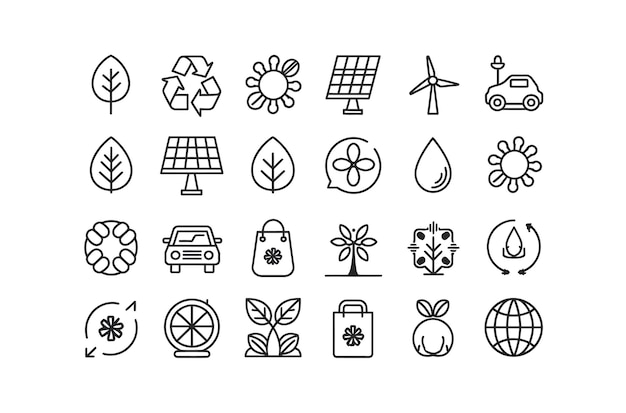 Colección de iconos ecológicos para la concienciación ambiental