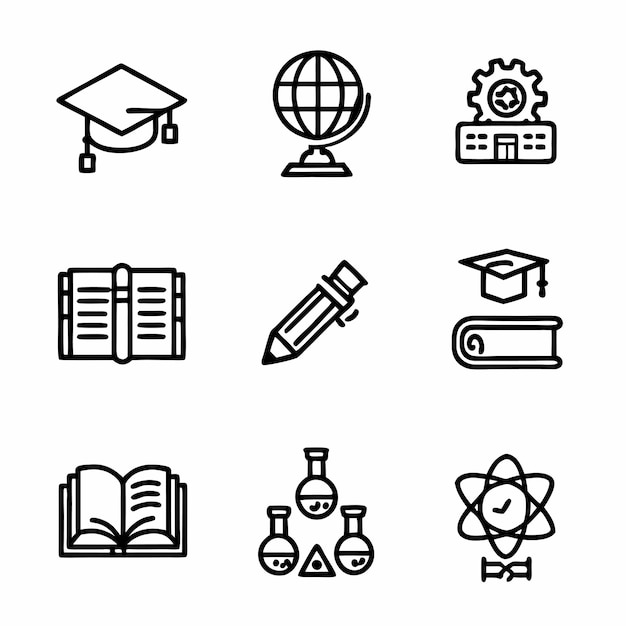 Colección de iconos de educación Ilustración vectorial editable que contiene el conocimiento de la universidad