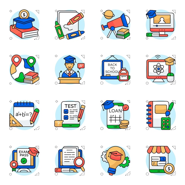 Colección de íconos de la educación