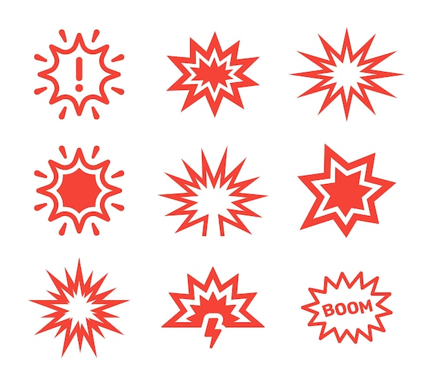 Vector colección de iconos de efecto de explosión roja ilustración vectorial